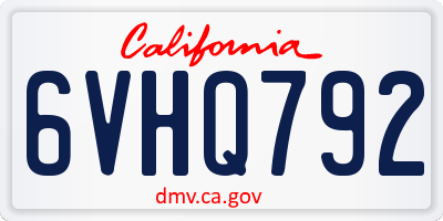 CA license plate 6VHQ792