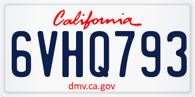 CA license plate 6VHQ793