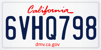 CA license plate 6VHQ798