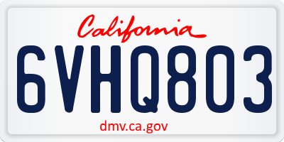 CA license plate 6VHQ803