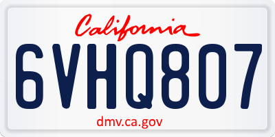 CA license plate 6VHQ807