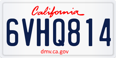 CA license plate 6VHQ814