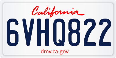 CA license plate 6VHQ822