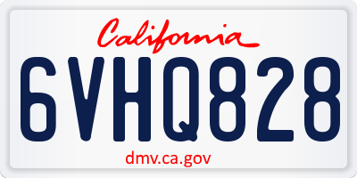 CA license plate 6VHQ828