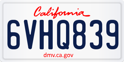 CA license plate 6VHQ839