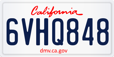 CA license plate 6VHQ848