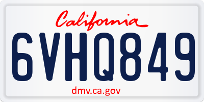 CA license plate 6VHQ849