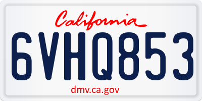 CA license plate 6VHQ853