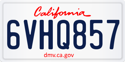 CA license plate 6VHQ857