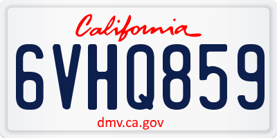 CA license plate 6VHQ859