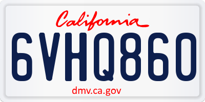 CA license plate 6VHQ860