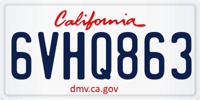 CA license plate 6VHQ863