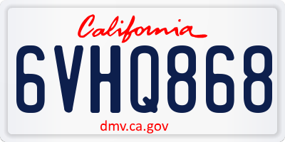 CA license plate 6VHQ868