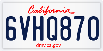 CA license plate 6VHQ870