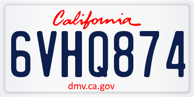 CA license plate 6VHQ874