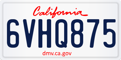 CA license plate 6VHQ875
