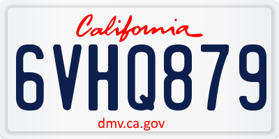 CA license plate 6VHQ879