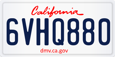 CA license plate 6VHQ880