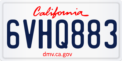 CA license plate 6VHQ883