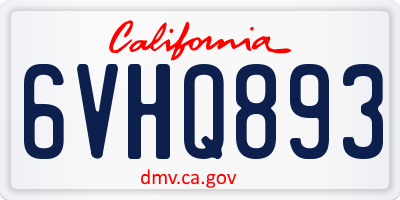 CA license plate 6VHQ893