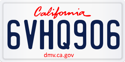 CA license plate 6VHQ906