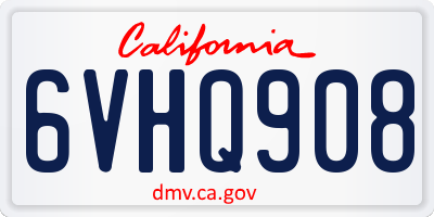 CA license plate 6VHQ908