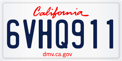 CA license plate 6VHQ911