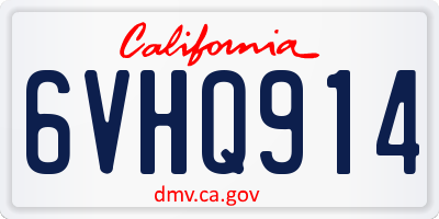 CA license plate 6VHQ914