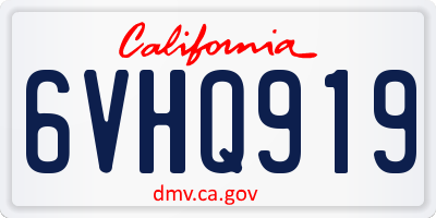 CA license plate 6VHQ919