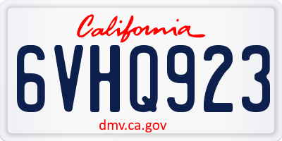 CA license plate 6VHQ923