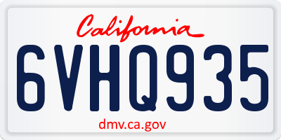 CA license plate 6VHQ935