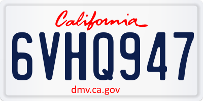 CA license plate 6VHQ947
