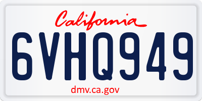 CA license plate 6VHQ949