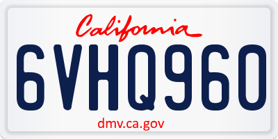 CA license plate 6VHQ960