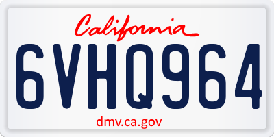 CA license plate 6VHQ964