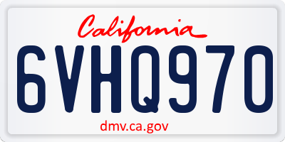 CA license plate 6VHQ970