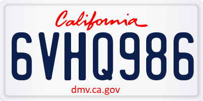 CA license plate 6VHQ986