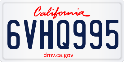 CA license plate 6VHQ995