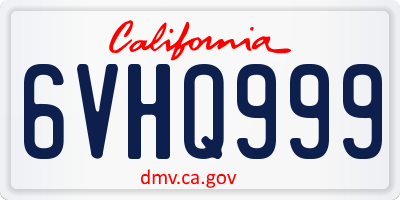 CA license plate 6VHQ999