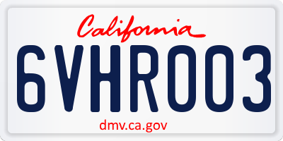 CA license plate 6VHR003