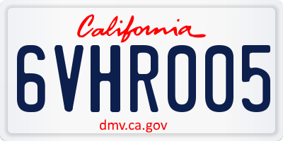 CA license plate 6VHR005