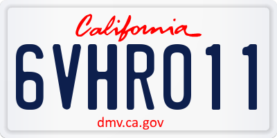 CA license plate 6VHR011