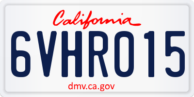 CA license plate 6VHR015