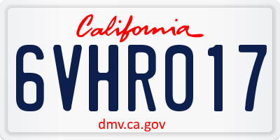 CA license plate 6VHR017
