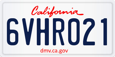 CA license plate 6VHR021