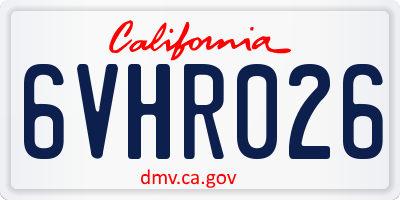 CA license plate 6VHR026