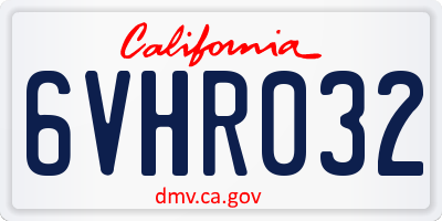 CA license plate 6VHR032