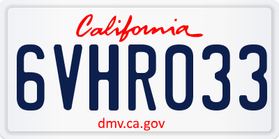 CA license plate 6VHR033