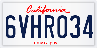 CA license plate 6VHR034