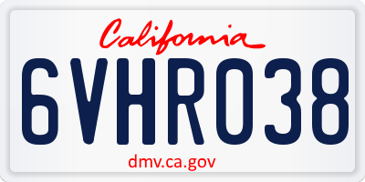CA license plate 6VHR038